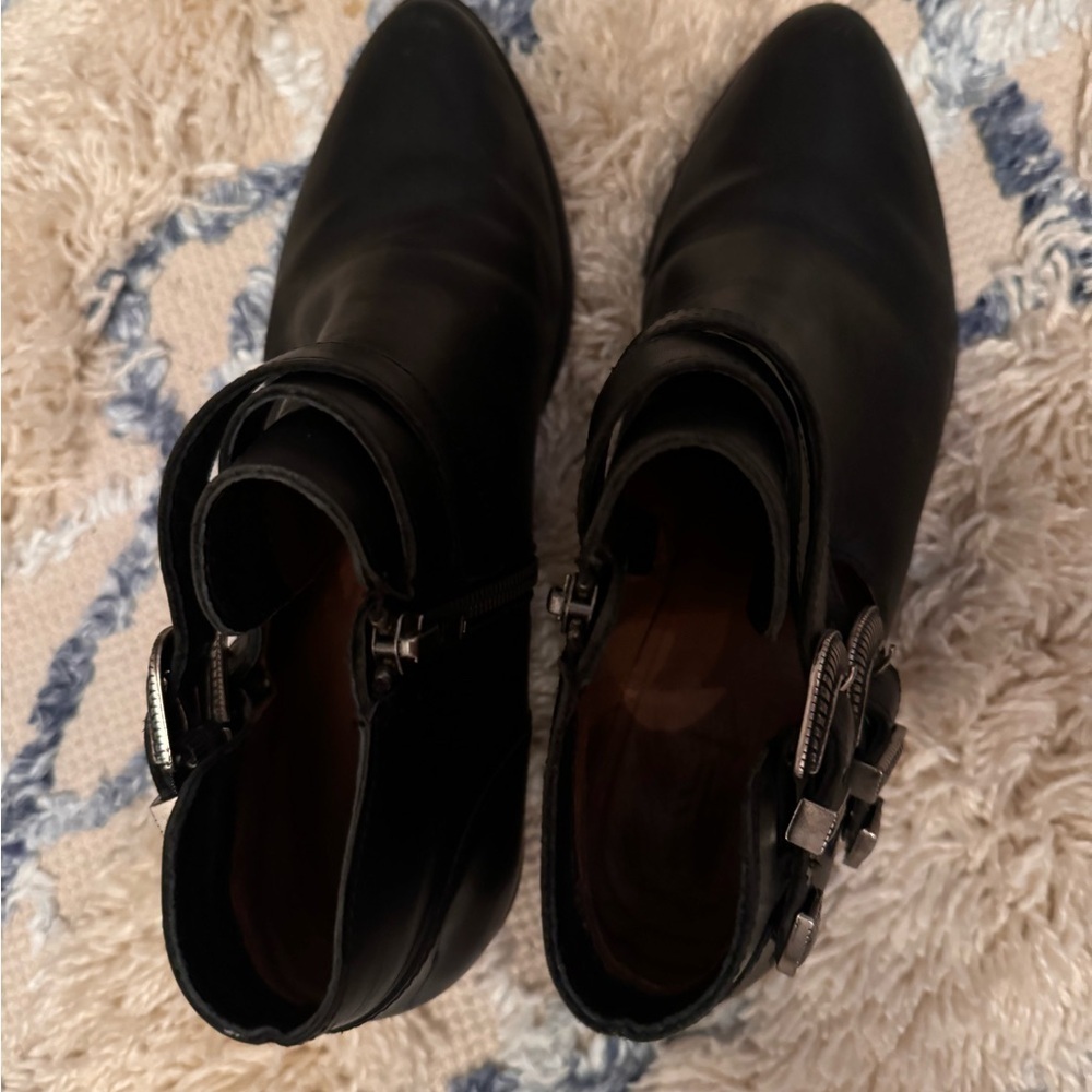 Frye Black Ankle Boots with Silver Buckles - Picture 2 of 11